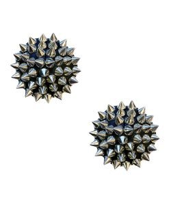 Burlesque Bowser Spike Pleather Reusable Silicone Nipztix Silver Black O S