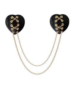 Neva Nude Two Heart Chained Pasties Black O S