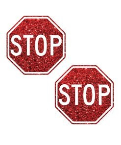 Neva Nude Stop Sign Glitter Pasties Red O S