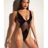 Fetish Limitless Soft Cup High Leg Vinyl Mesh Teddy Black
