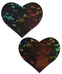 Pastease Love Shattered Glass Disco Ball Black Heart Nipple Pasties