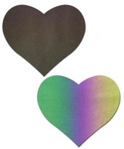 Pastease Reflective Rainbow Heart Nipple Pasties