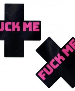 Pastease Liquid Black Cross Pink Fck Me Pasties