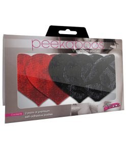 Stolen Kisses Hearts Pasties Red Black 2 Pack