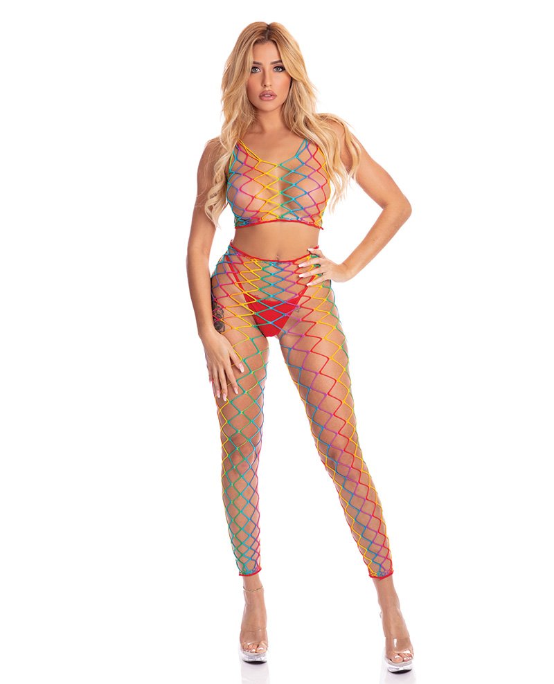Pink Lipstick Roy G Biv 2 Pc Bodystocking Rainbow