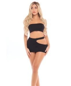 Pink Lipstick Femme Seamless Bandeau Skirt Black O S