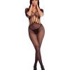 Pink Lipstick Amplify Crotchless Bodystocking Black O S