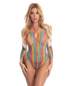 Pink Lipstick More Color Long Sleeve Bodysuit Rainbow