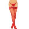 Vinyl Top Fishnet Stocking Red O S