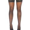 Rhinestone Thigh High W Silicone Black O S
