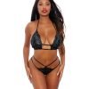 Two Tone Lace Bralette Strappy Panty Blue