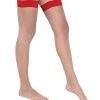 Colored Silicone Stay Up Stockings Red O S