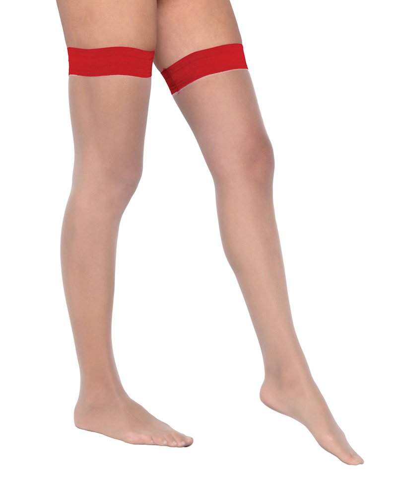 Colored Silicone Stay Up Stockings Red O S