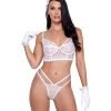 Forever Yours Embroidered Long Line Bra Panty White