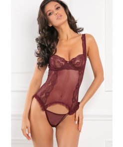 Rene Rofe Grand Finale 2pc Ruffle Teddy Burgundy M L