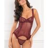 Rene Rofe Grand Finale 2 Piece Ruffle Teddy Burgundy S M