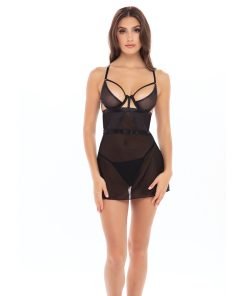 Rene Rofe New In Town Chemise G String Black