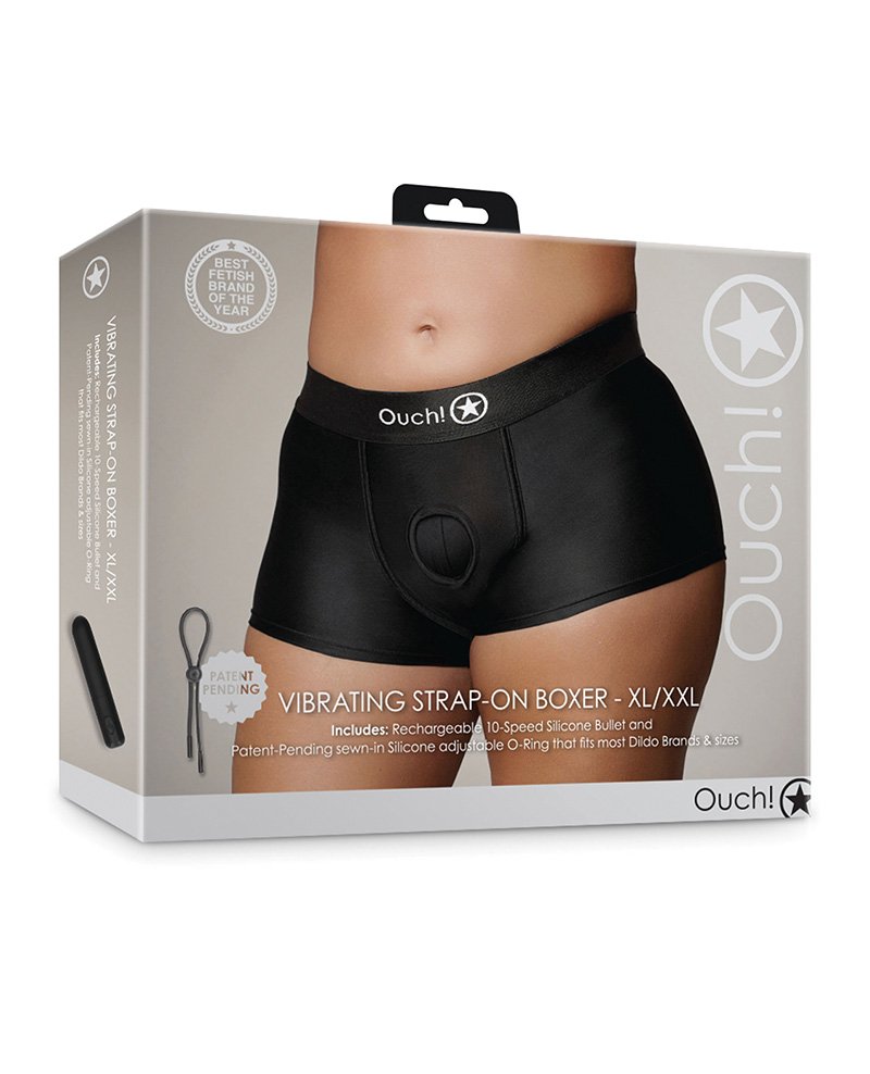 Shots Ouch Vibrating Strap On Boxer Black Xl Xxl