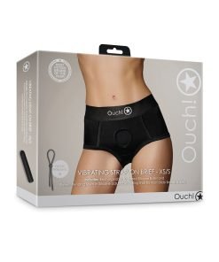 Shots Ouch Vibrating Strap On Brief Black