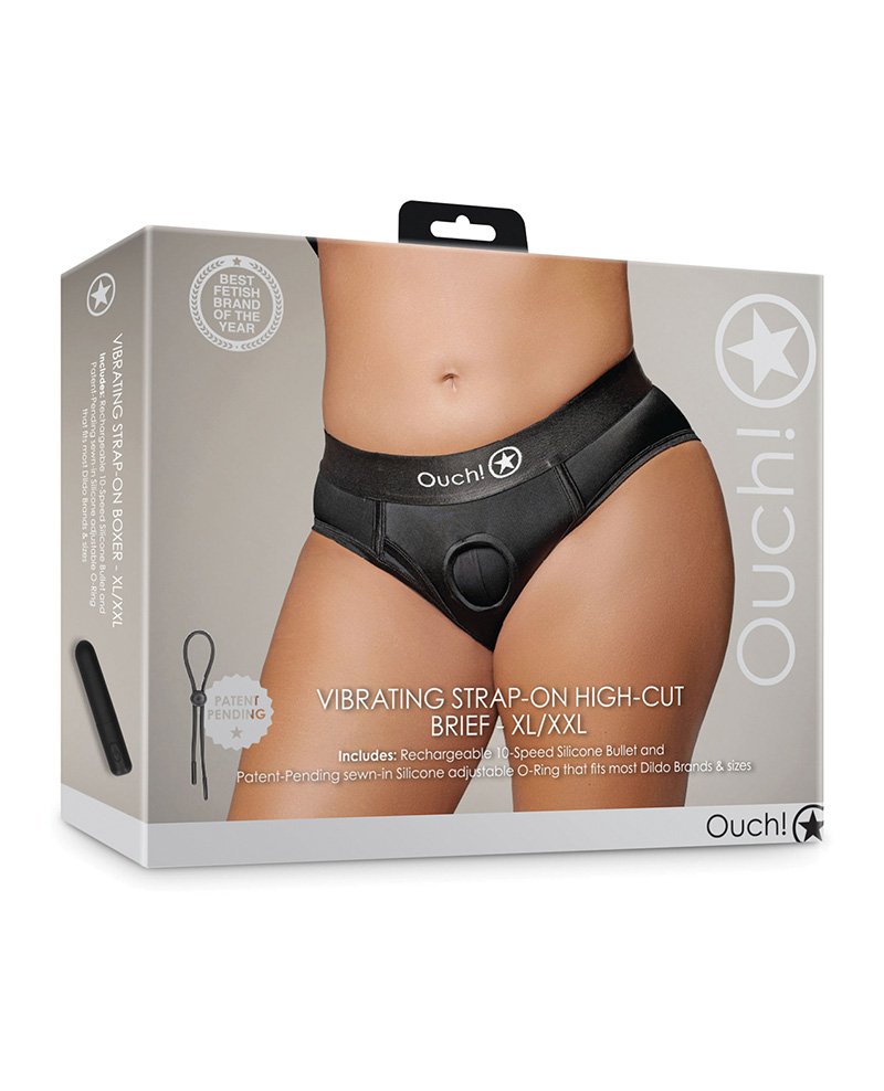 Shots Ouch Vibrating Strap On High Cut Brief Black Xl Xxl