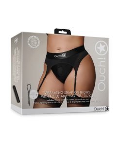 Shots Ouch Vibrating Strap On Thong W Adjustable Garters Black Xl Xxl