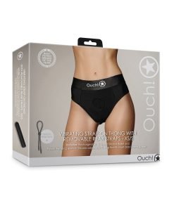 Shots Ouch Vibrating Strap On Thong W Removable Rear Straps Black
