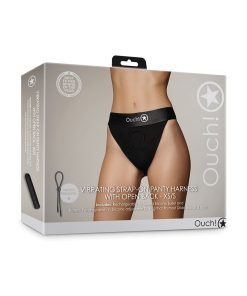 Shots Ouch Vibrating Strap On Panty Harness W Open Back Black