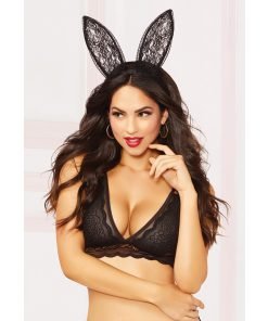 Lace Bunny Ears Black O S