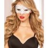 Lace Eye Mask Satin Ribbon Ties White O S