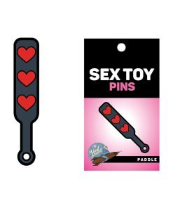 Wood Rocket Sex Toy Hearts Paddle Pin Black Red