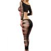 Lapdance Fire Flame Crop Top Pant Black O S