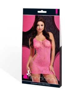 Lapdance Leopard Lace Mini Dress Pink O S