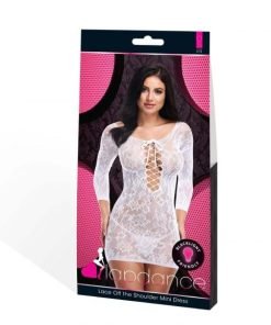 Lapdance Lace Off The Shoulder Mini Dress White