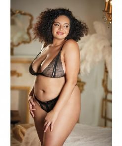Allure Lace Peek A Boo Bralette Panty Black Qn
