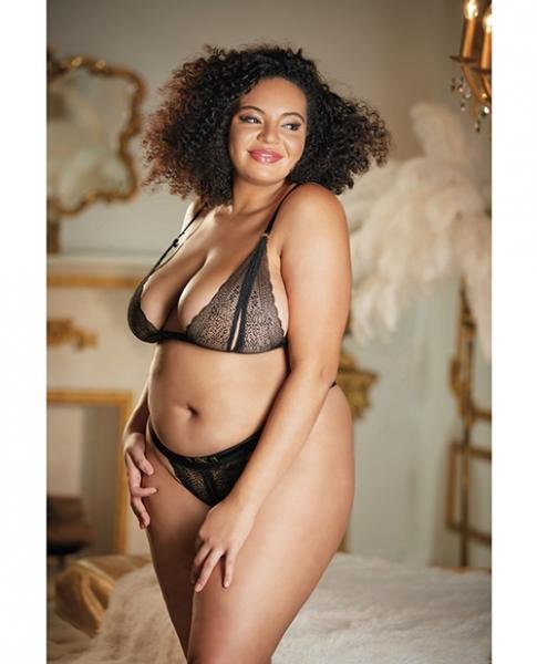 Allure Lace Peek A Boo Bralette Panty Black Qn