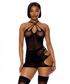 Feeling Butterflies Mesh Chemise W Panty Black