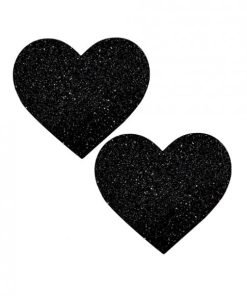 Neva Nude Black Malice Queen Status Glitter Heart Pasties Black Qn