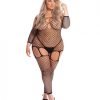 Pink Lipstick In My Head Net Bodystocking Black Qn