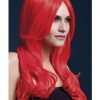 Smiffy Fever Wig Khloe Red 26 Inches Long Wave Center Part
