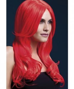 Smiffy Fever Wig Khloe Red 26 Inches Long Wave Center Part