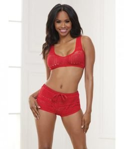 Knit Bralette Cheeky Shorts Flame Scarlet