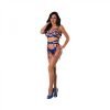 Magic Silk Holidaze Open Strap Bra Garter And Panty Set Cobalt L Xl