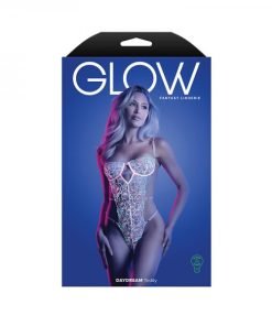 Fantasy Lingerie Glow Daydream Strappy Glow In The Dark Embroidered Mesh Teddy