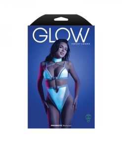 Fantasy Lingerie Glow Prismatic Iridescent Glow In The Dark Cut Out Harness Bodysuit