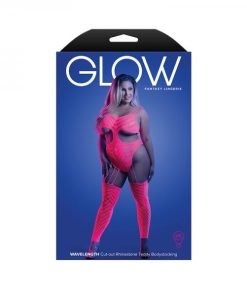 Fantasy Lingerie Glow Wavelength Uv Reactive Rhinestone Fishnet Cut Out Teddy Bodystocking Queen Siz