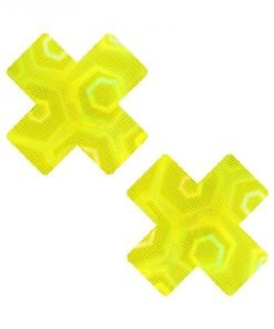 Neva Nude Yellow Nuclear Nightmare Trippy Uv 3d Holographic X Nipple Pasties