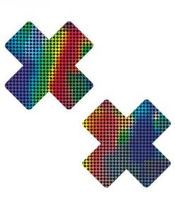 Neva Nude Talladega Trippin Super Holographic Checkered X Nipple Pasties
