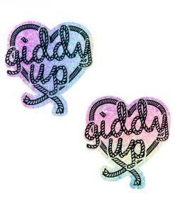 Neva Nude Giddy Up Light Pastel Smarties Party Glitter Lasso Heart Nipple Pasties
