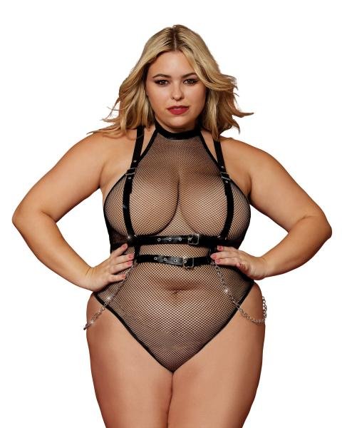 Deep Plunge Halter Seamless Bodystocking Gown W Lace And Fishnet White Lavender O S