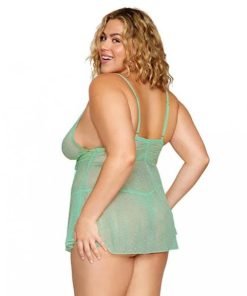 Eyelash Lace Babydoll Set Seafoam Osq